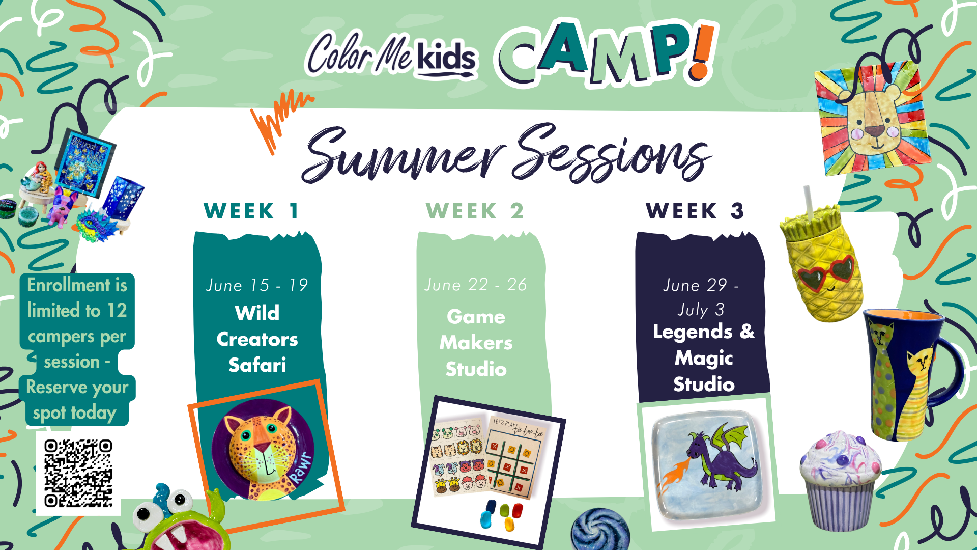 Kids summer art camps in Tucson at Color Me Mine West Tucson
